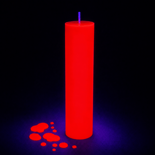 Neon Red Wax Play Candle with UV Effect