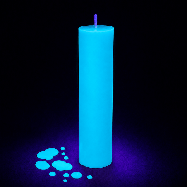 Neon Blue Wax Play Candle with UV Effect