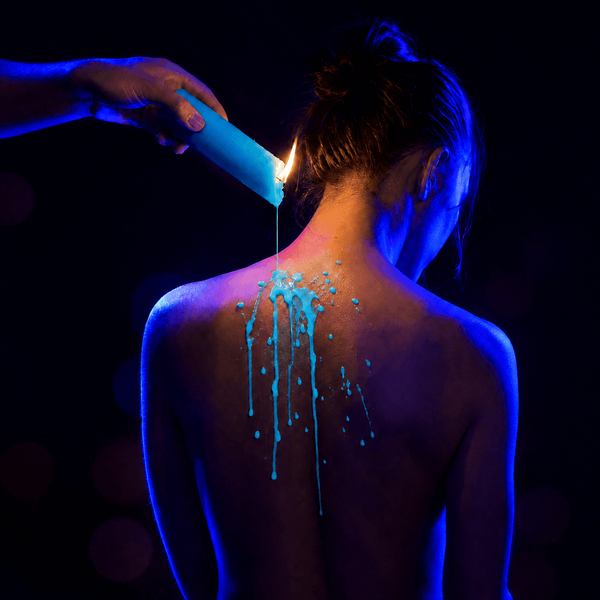 Neon Blue Wax Play Candle with UV Effect